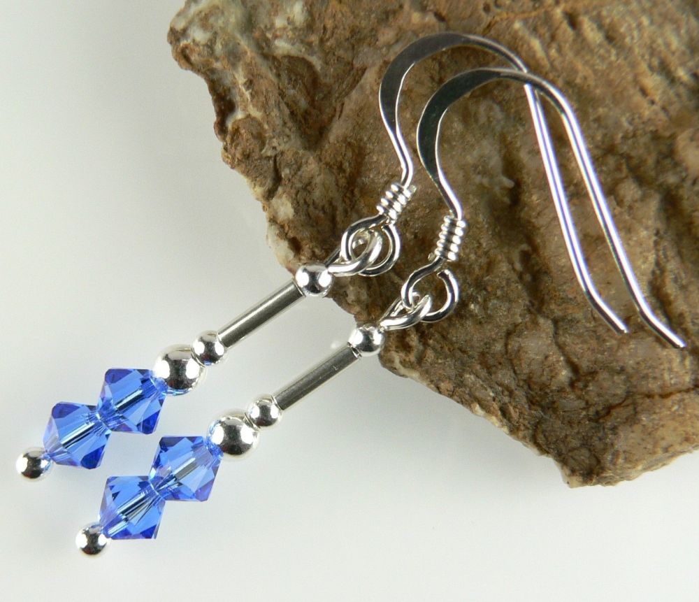 11 colour options - sterling silver earrings made with 4mm bicone Swarovski Elements in a gift box