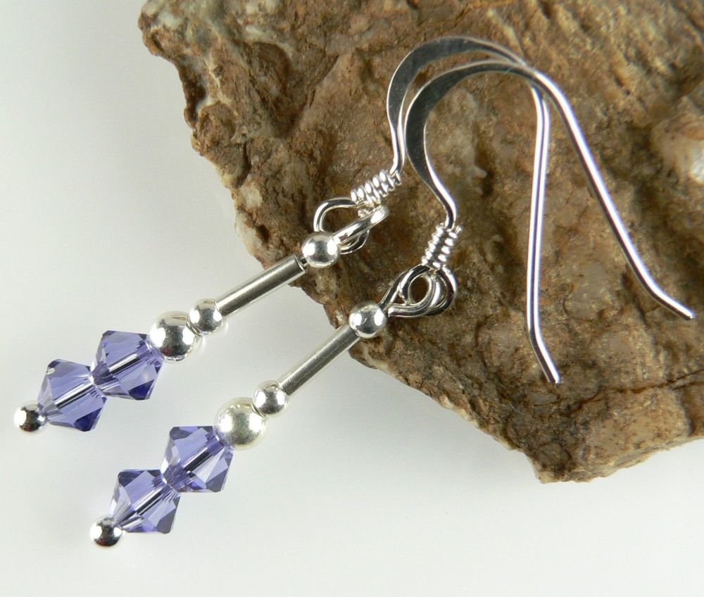 blue purple tanzanite swarovski elements earrings