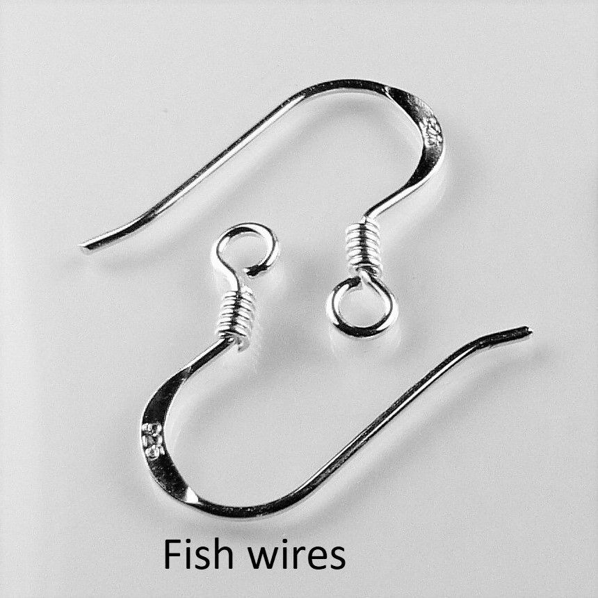 Sterling silver 10mm (+/-) silver-foil glass earrings in a gift box - on kidney or fish wires - Blue (L)