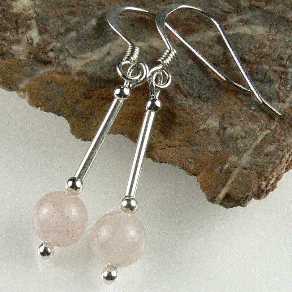 pale pink morganite semi precious stone earrings