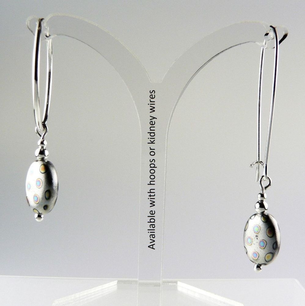 9 colour options - sterling silver Czech glass earrings, on hoop or kidney wires, in a gift box - beads 7x9mm or 9x12mm