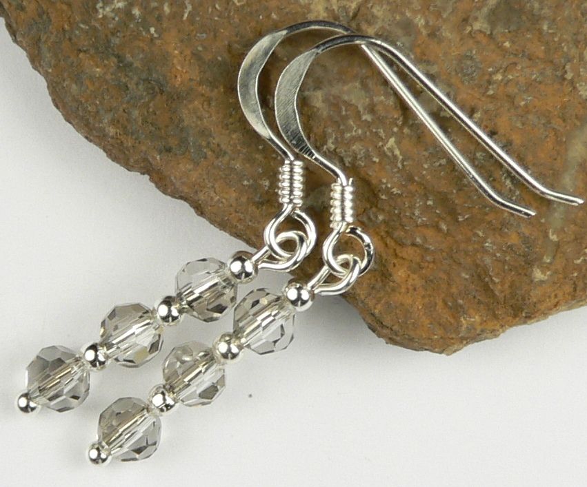 grey czech glass earrings