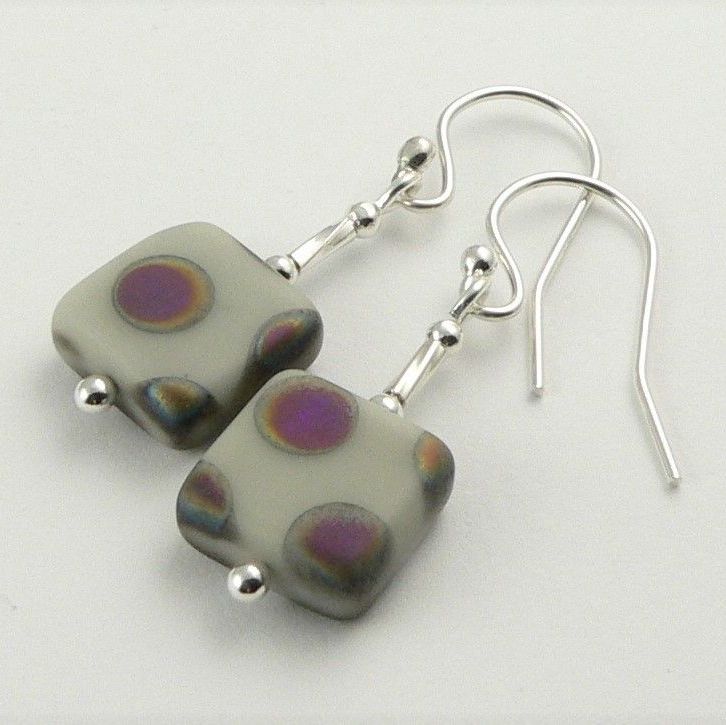 czech glass slab earrings