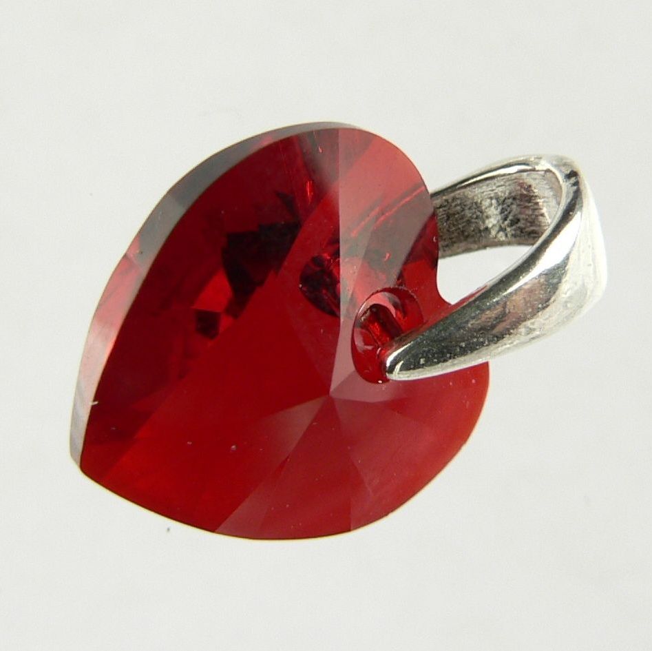 red faceted glass heart pendant