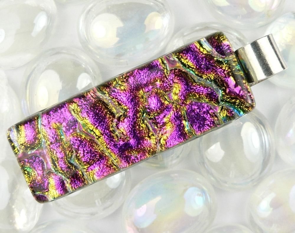 sterling silver genuine dichroic glass pendant