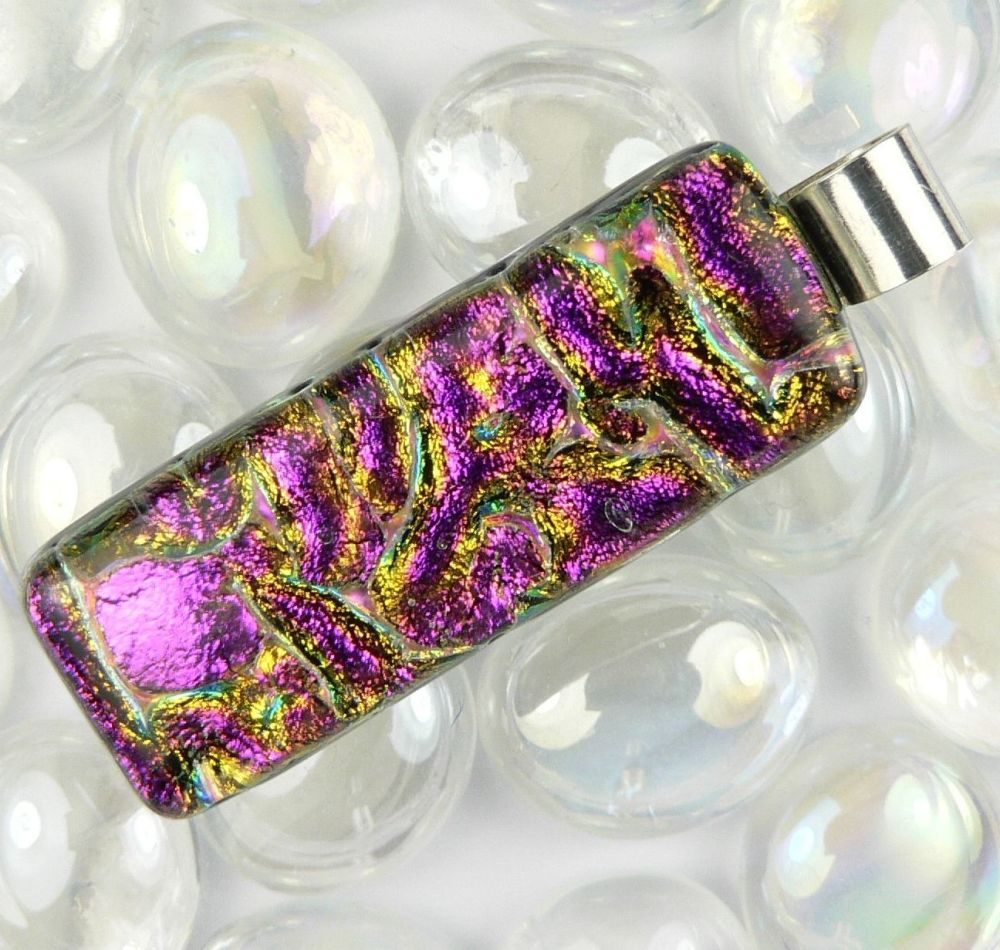 sterling silver genuine dichroic glass pendant