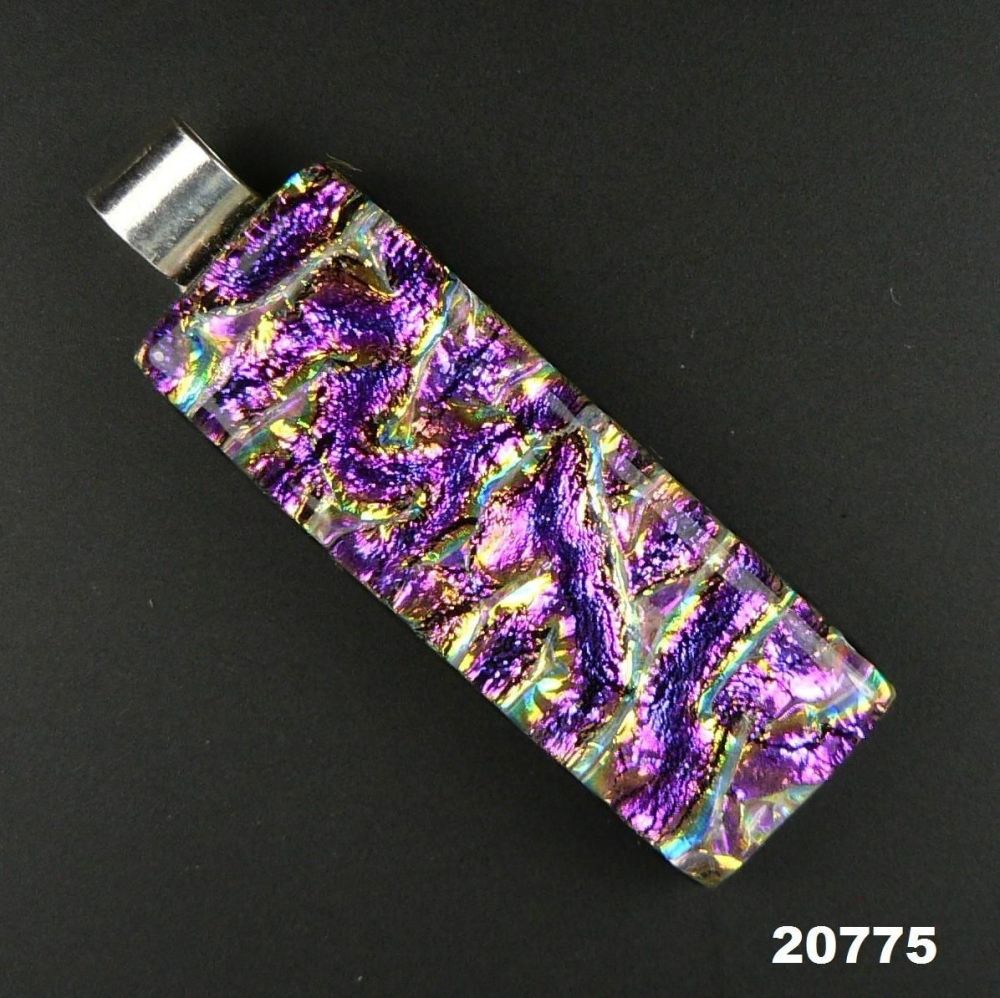 sterling silver genuine dichroic glass pendant