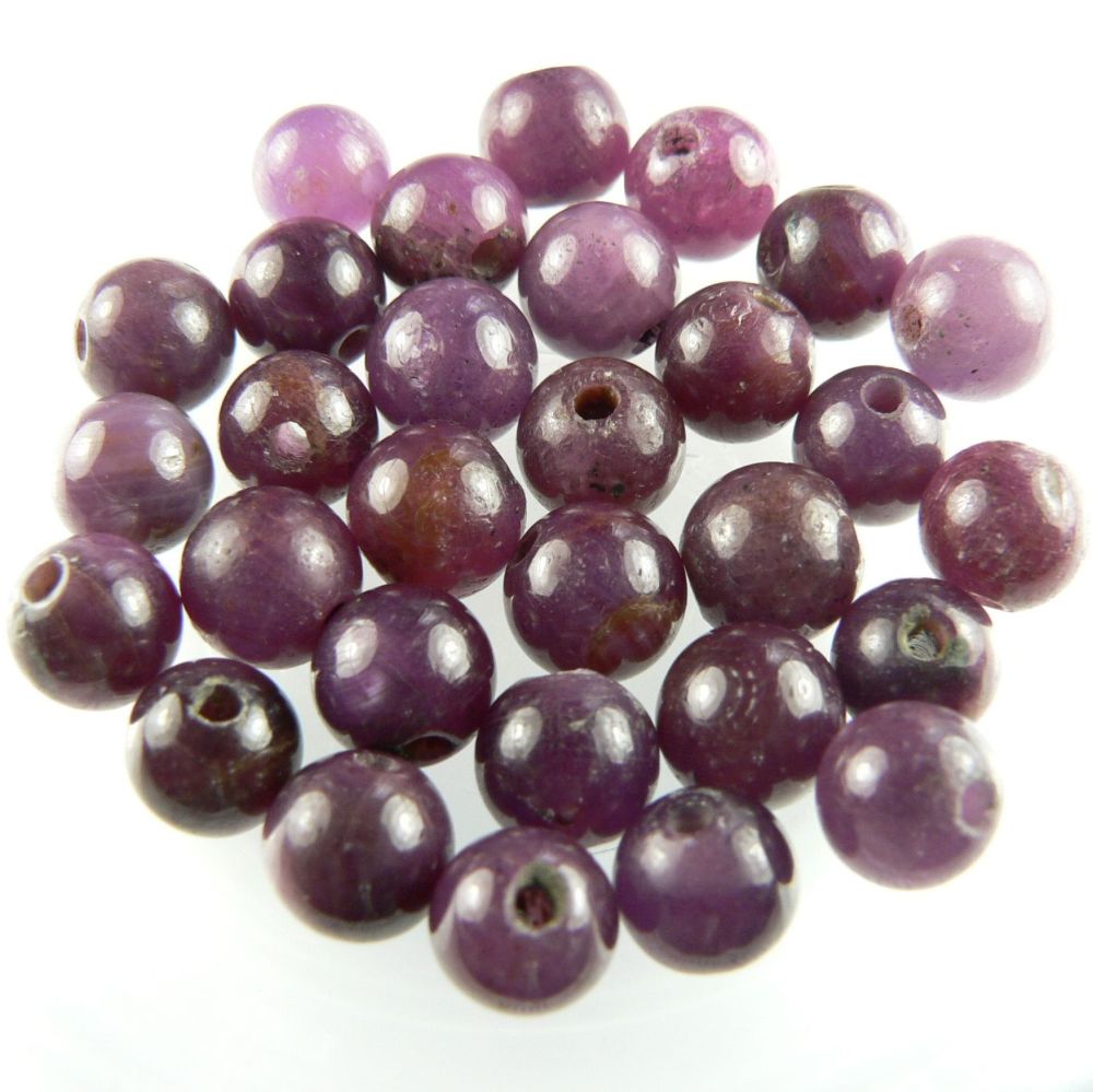 Pair of sterling silver & 6mm (+/-) Ruby semi-precious stone drop earrings, in a gift box