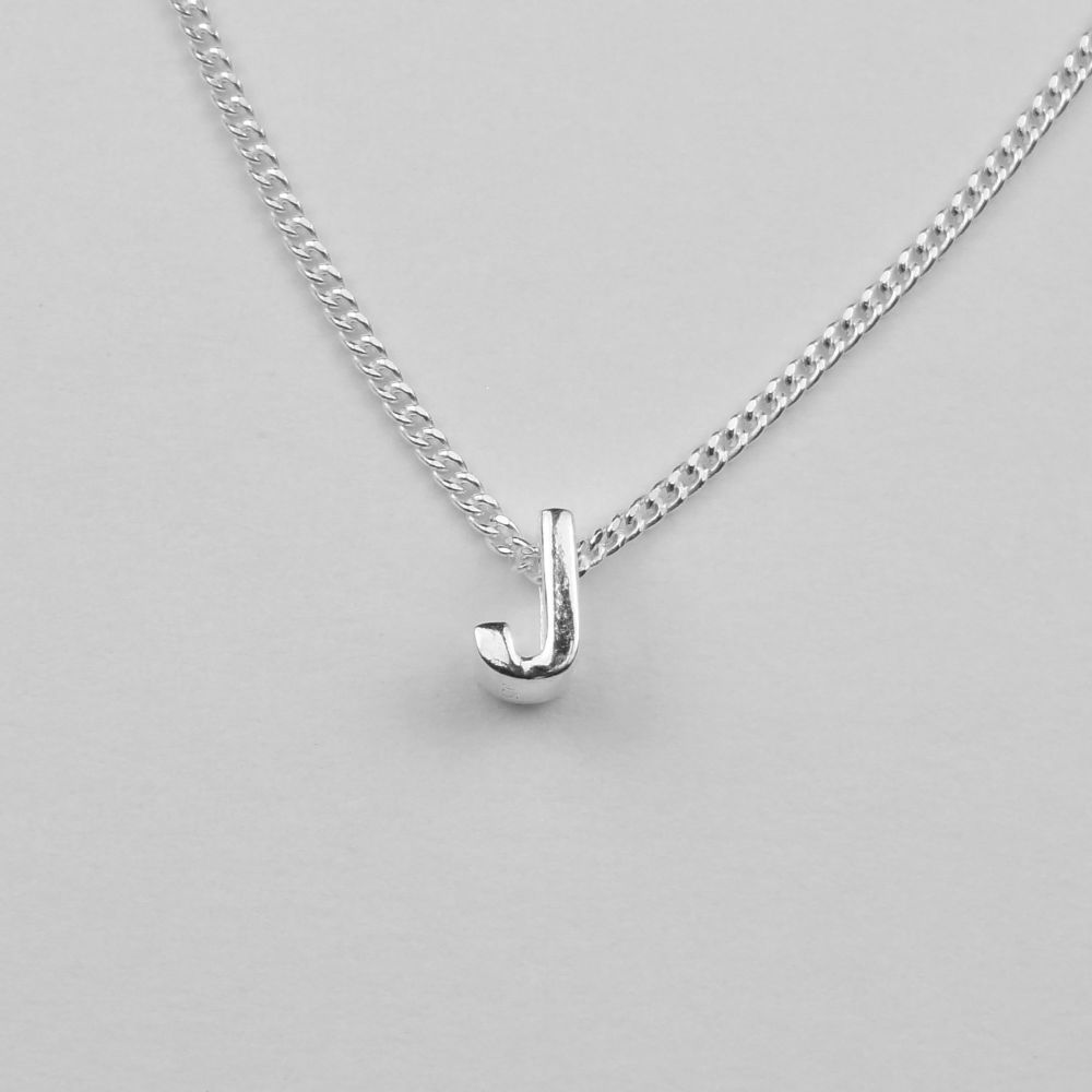 Sterling silver "J" pendants necklaces Glasstreats09