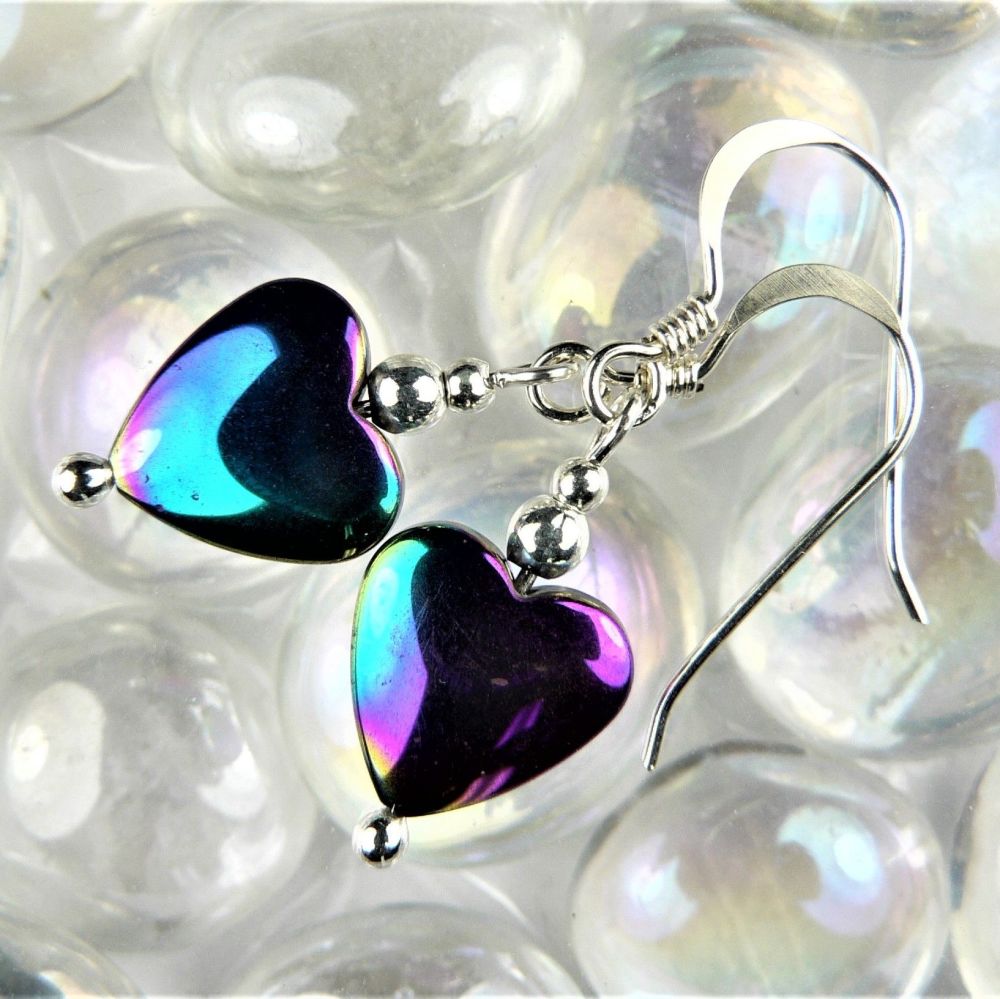 sterling silver electro plated hematite earrings