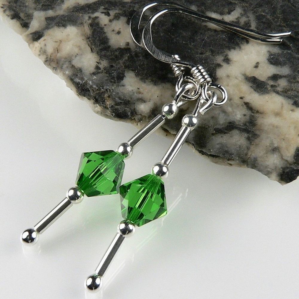 Earrings made with Fern Green Swarovski Elements