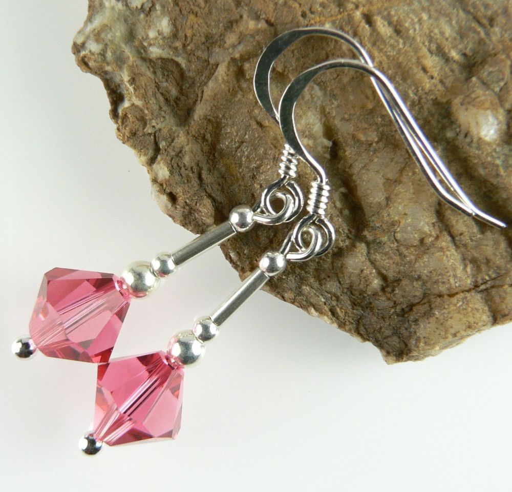 Earrings made with indian pink Swarovski Elements