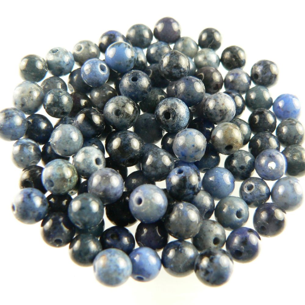 Sterling silver 4mm (+/-) Dumortierite semi-precious stone drop earrings, in a gift box (L)