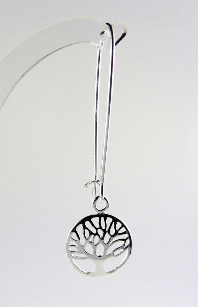 Pair of sterling silver earrings with 12mm Tree of Life charms, on 35mm kidney wires, in a gift box