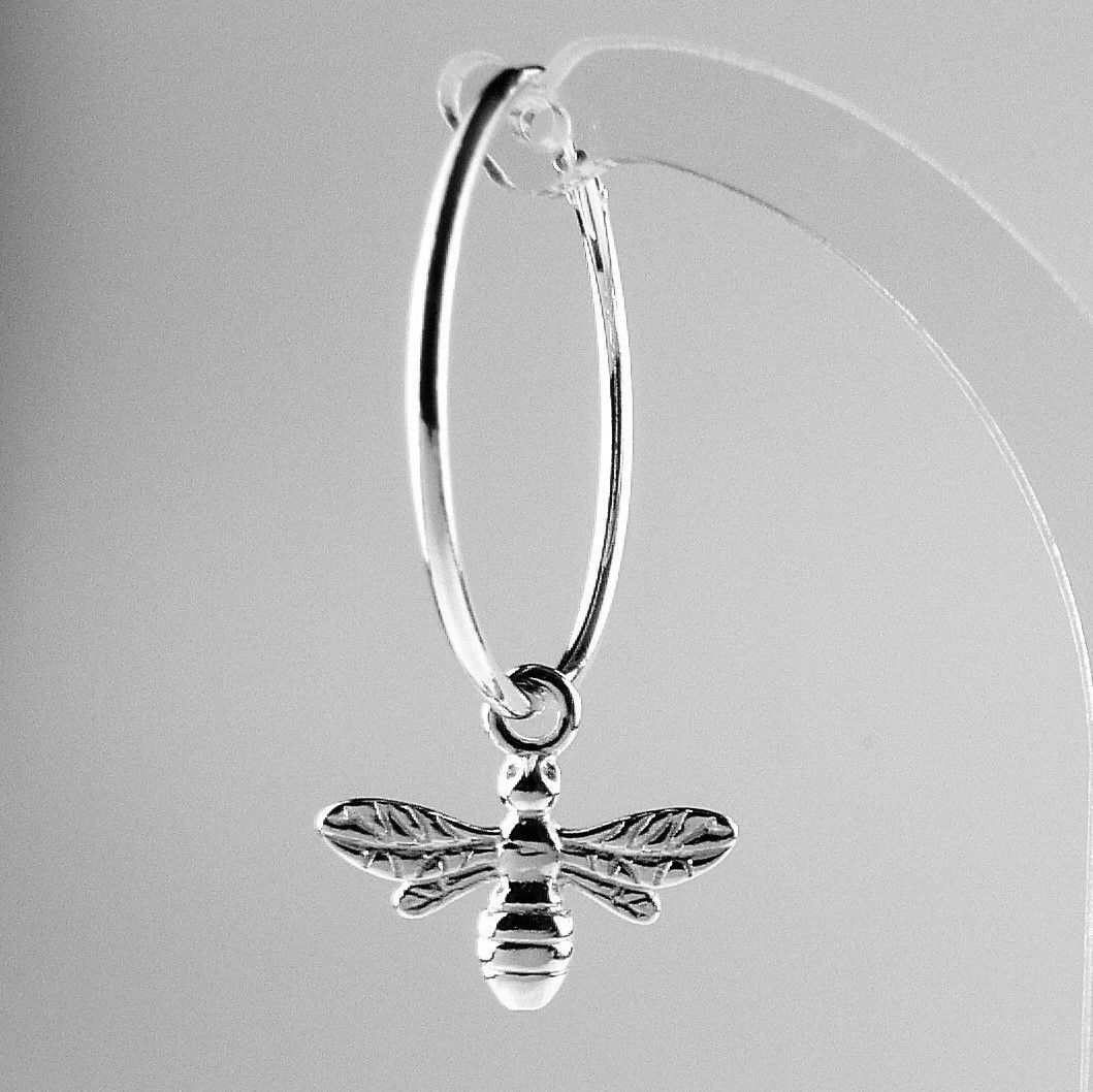 Sterling silver 15mm bee earrings on hoops