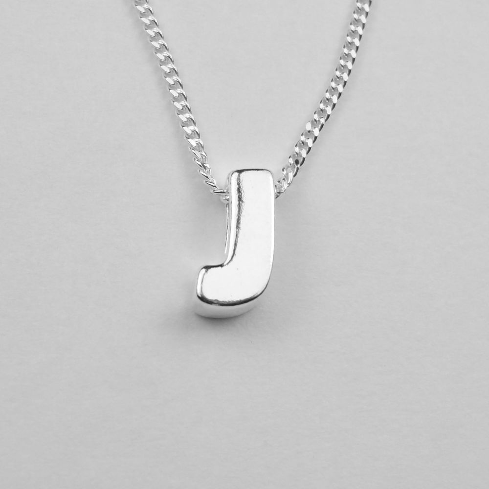 Sterling silver "J" pendants necklaces Glasstreats09