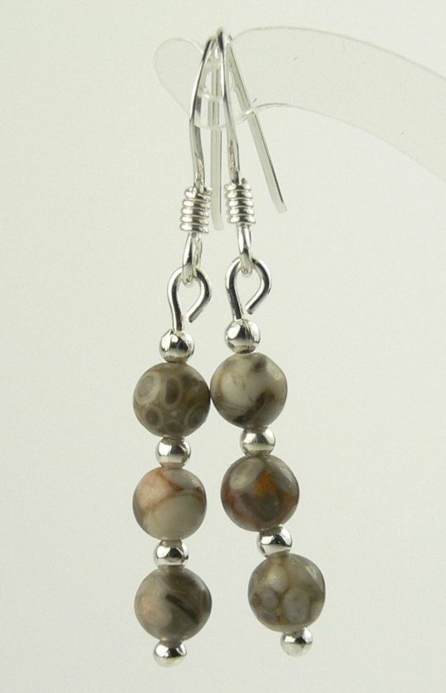 Choice of 5 types of stone - sterling silver 4mm (+/-) semi-precious stone drop earrings, in a gift box