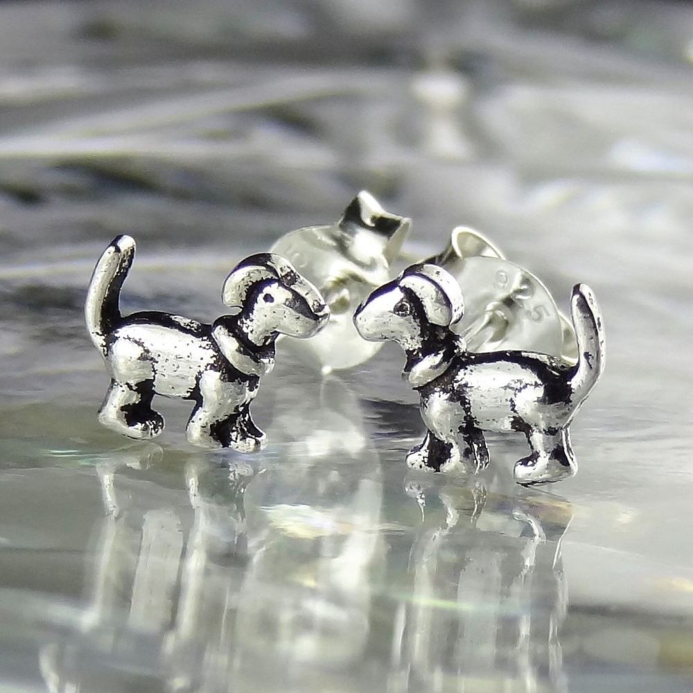 Sterling silver outlet dog earrings