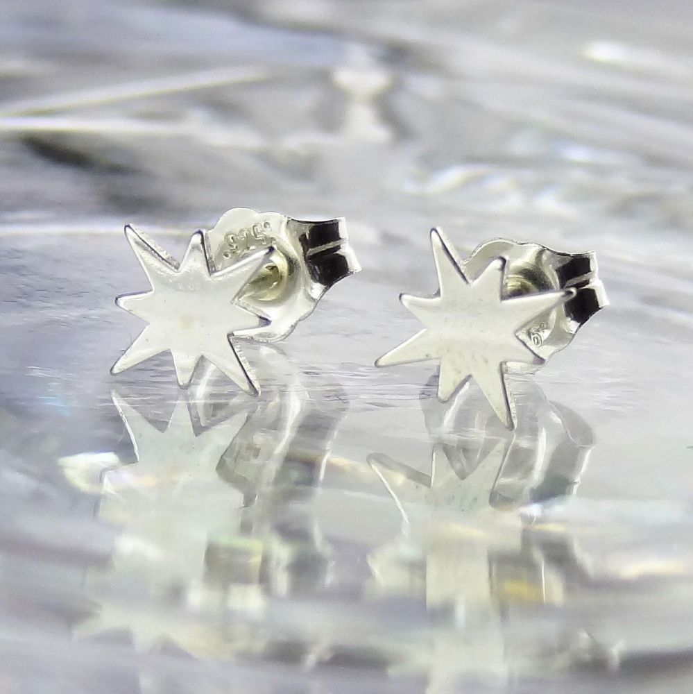 7mm sterling silver Pole Star stud earrings, in a gift box