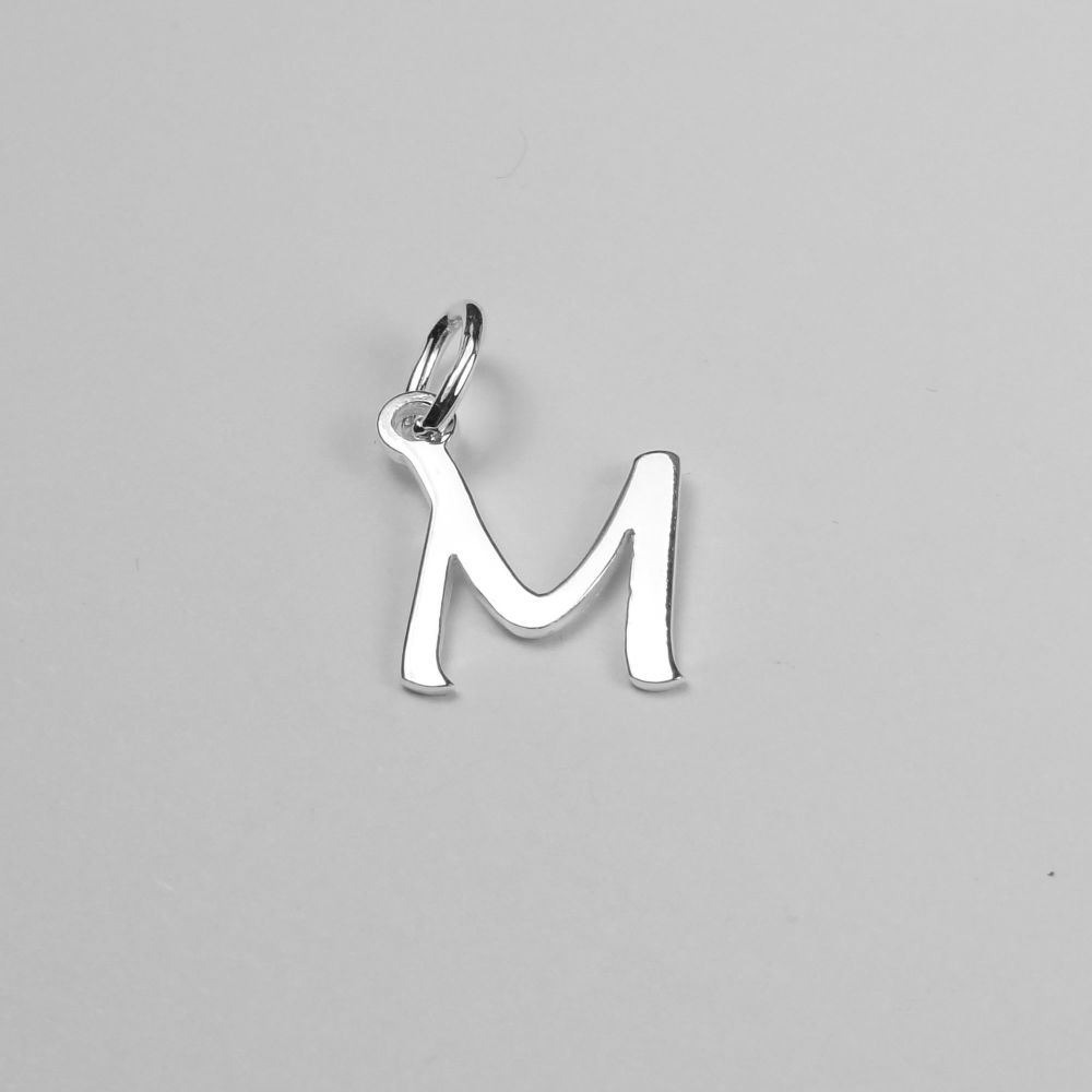 Sterling silver "M" pendants necklaces Glasstreats09