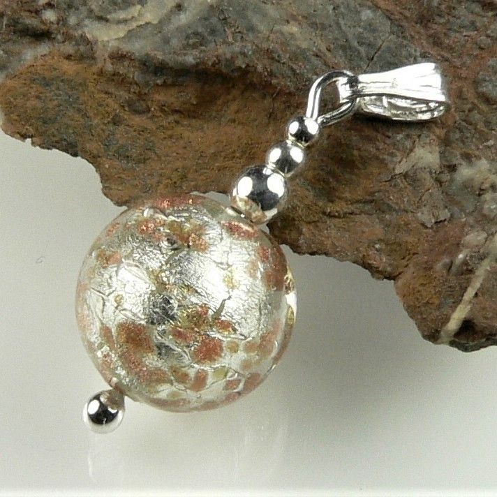 silver & gold Murano glass pendant necklace