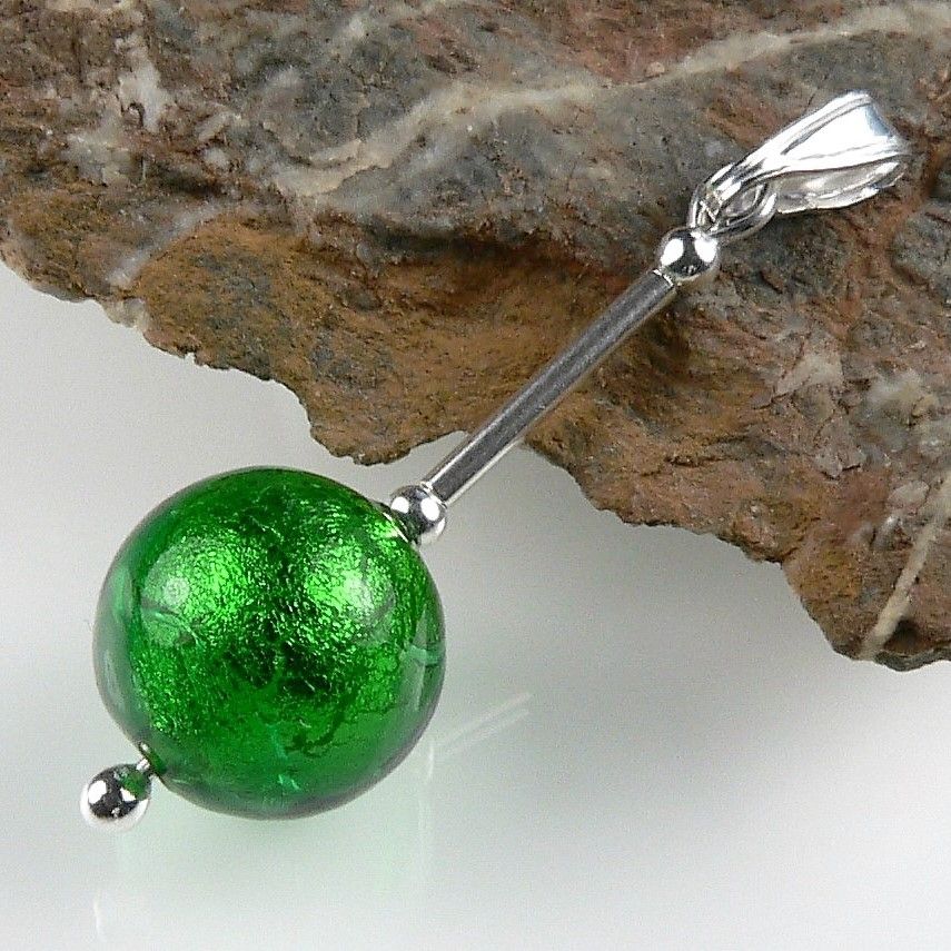 green & gold Murano glass pendant necklace