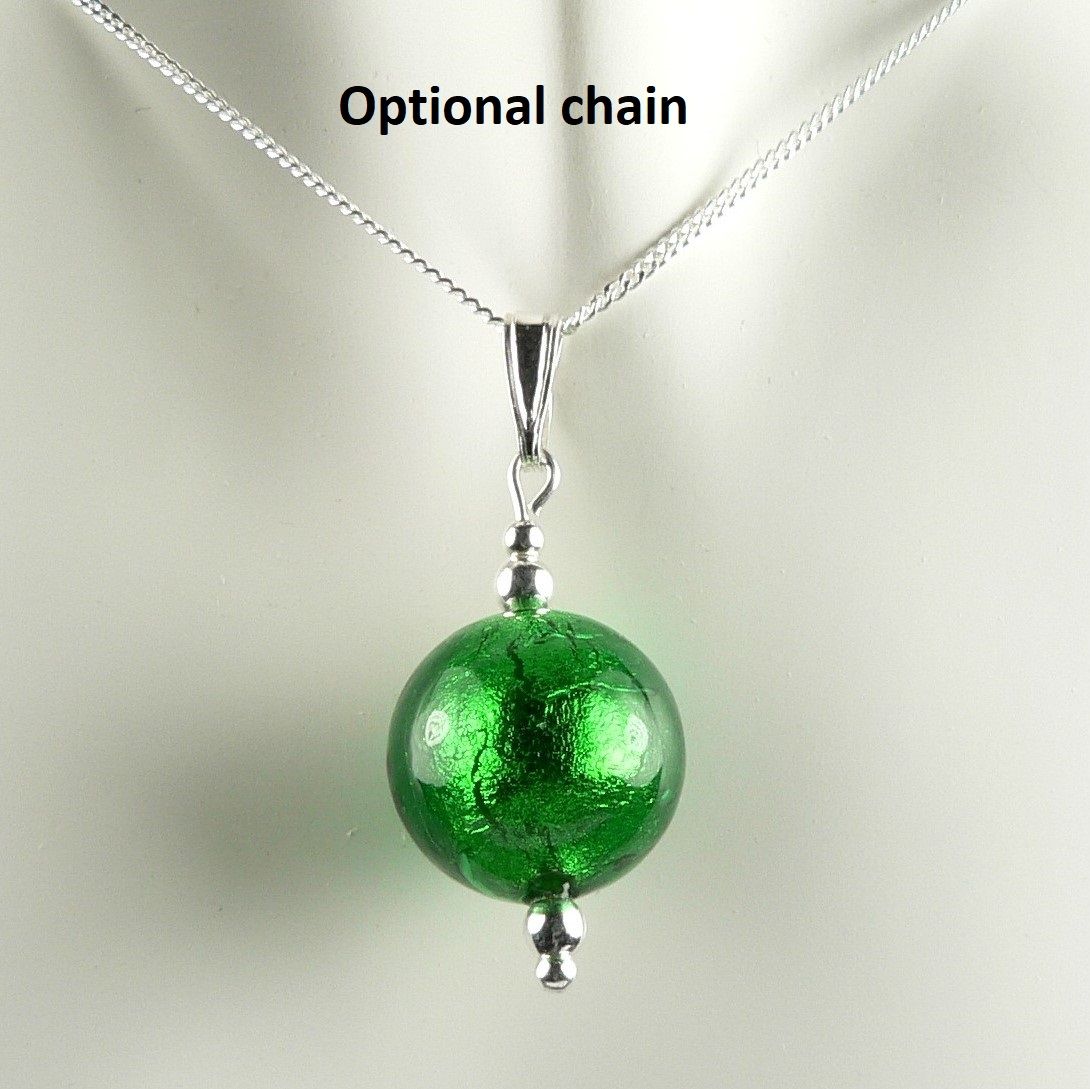 green & gold Murano glass pendant necklace