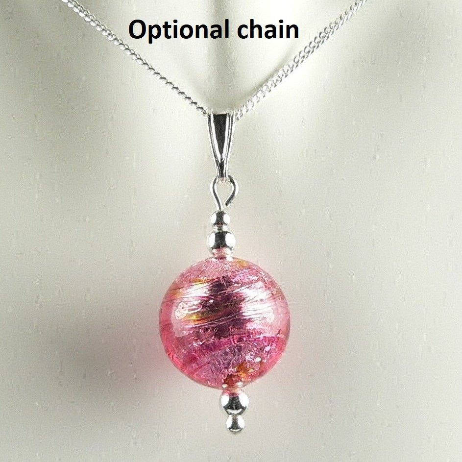 ruby & gold Murano glass pendant necklace