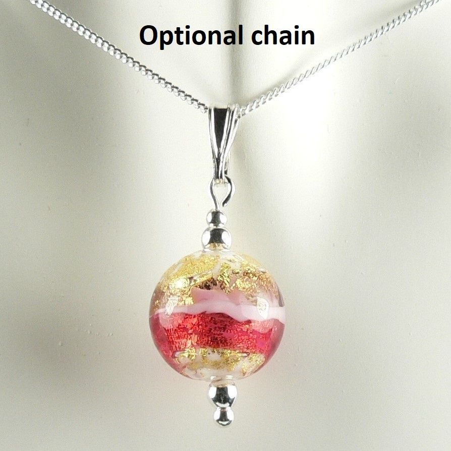 pink & gold Murano glass pendant necklace