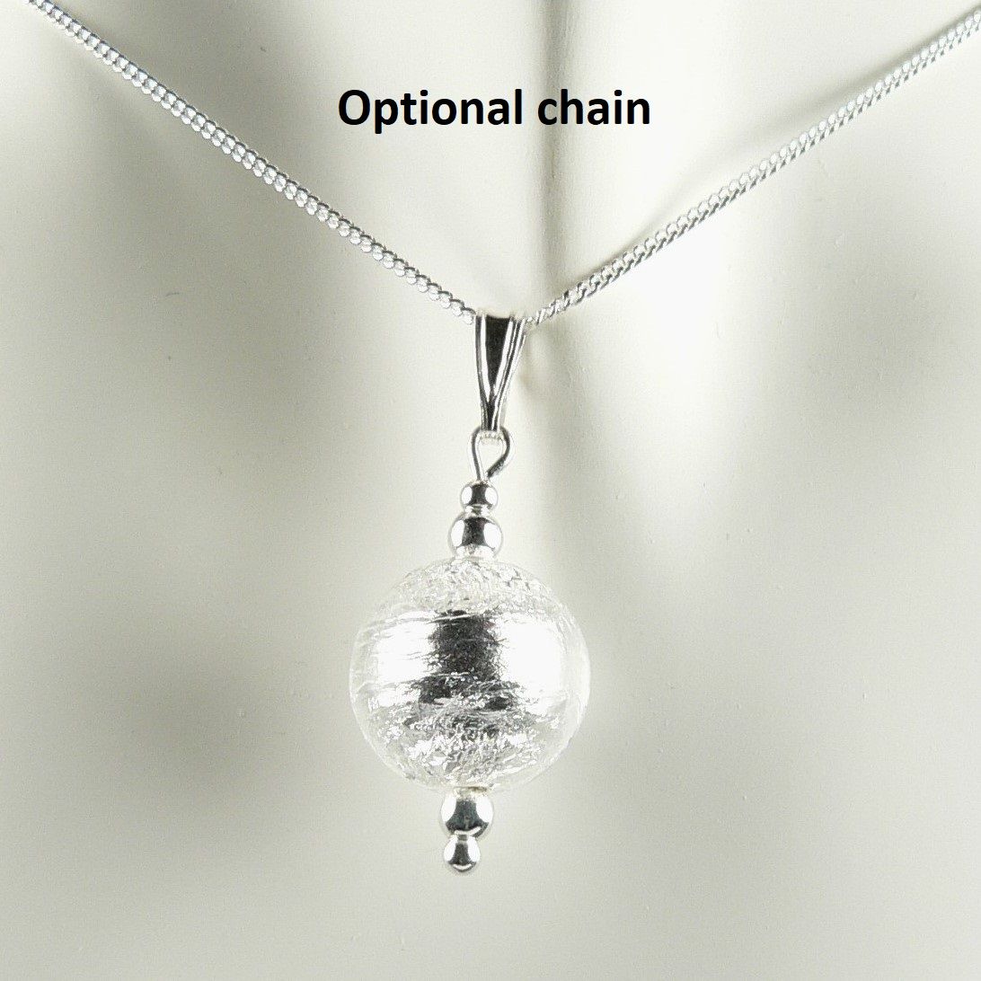 Crystal & Silver Murano glass pendant necklace