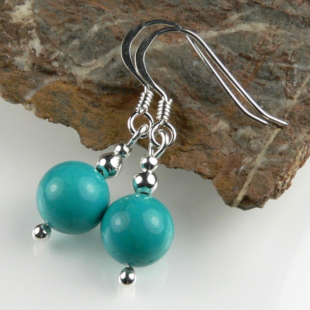 Magnesite (dyed turquoise) semi-precious stone earrings