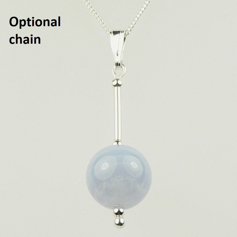 Blue Lace Agate semi-precious stone pendant necklace