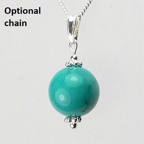 Turquoise (Hubei Provence) semi-precious stone pendant necklace