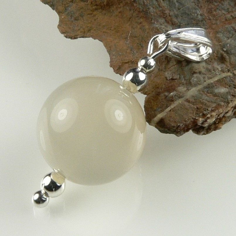 Sterling silver 12mm (+/-) Moonstone semi-precious stone pendant, with optional chain, in a gift box