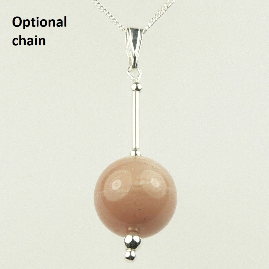 10 different stone options - sterling silver 12mm (+/-) semi-precious stone pendant, with optional chain, in a gift box (L)
