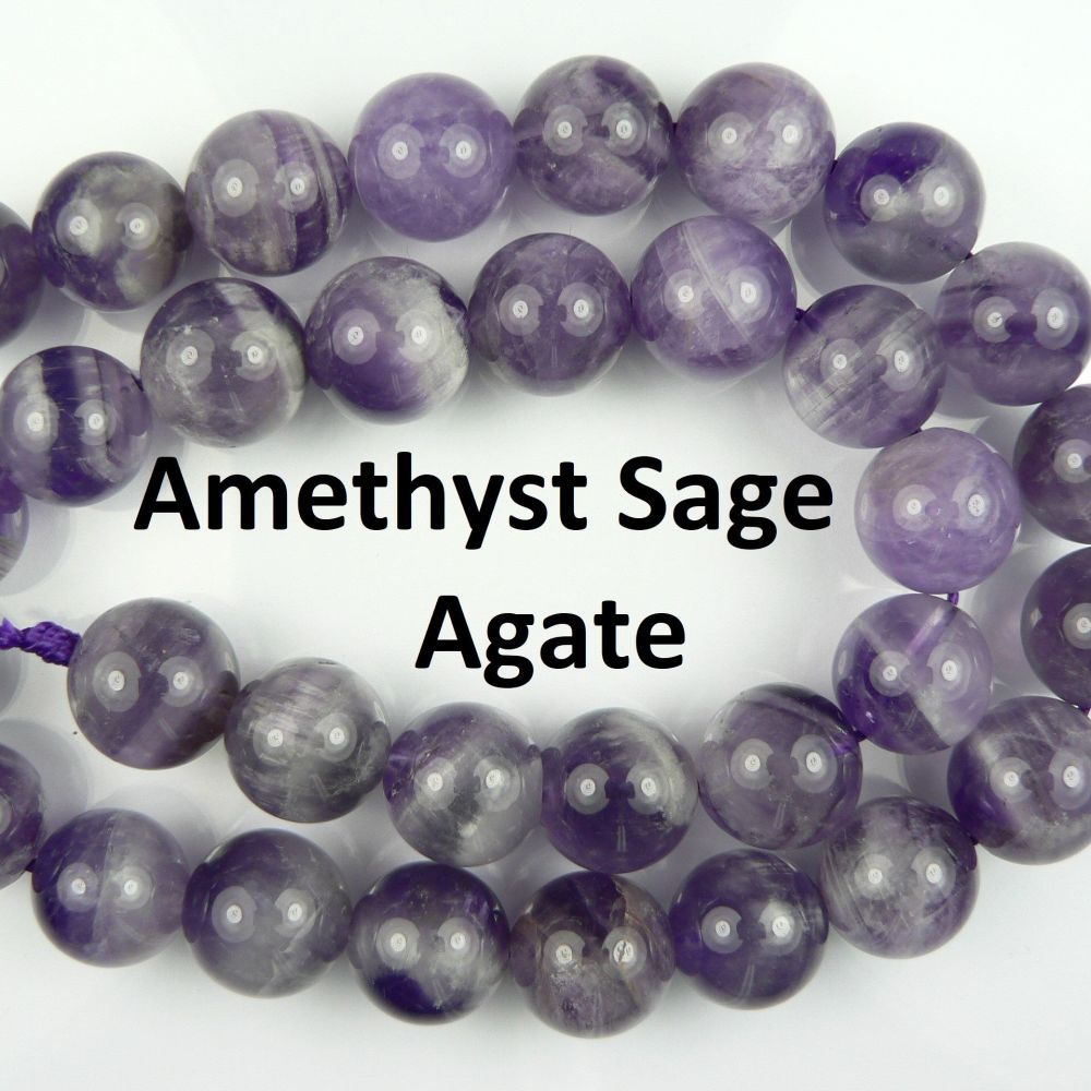 Sterling silver 12mm (+/-) Amethyst Sage Agate semi-precious stone pendant, with optional chain, in a gift box