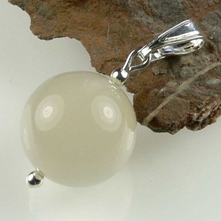 Sterling silver 12mm (+/-) Moonstone semi-precious stone pendant, with optional chain, in a gift box