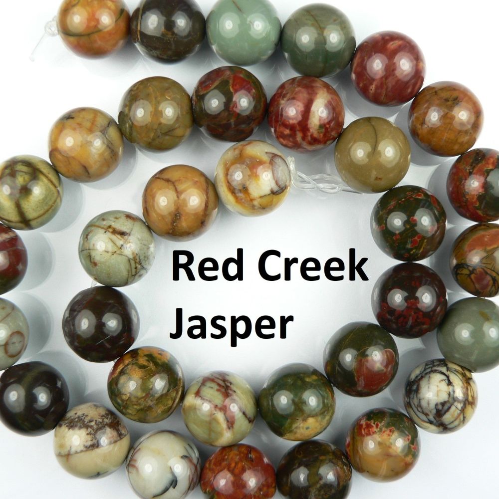 Sterling silver 12mm (+/-) Red Creek Jasper semi-precious stone pendant, with optional chain, in a gift box