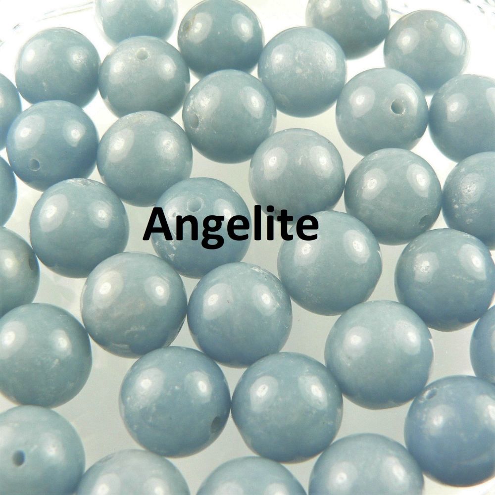 Sterling silver 10mm (+/-) Angelite semi-precious stone pendant, with optional chain, in a gift box