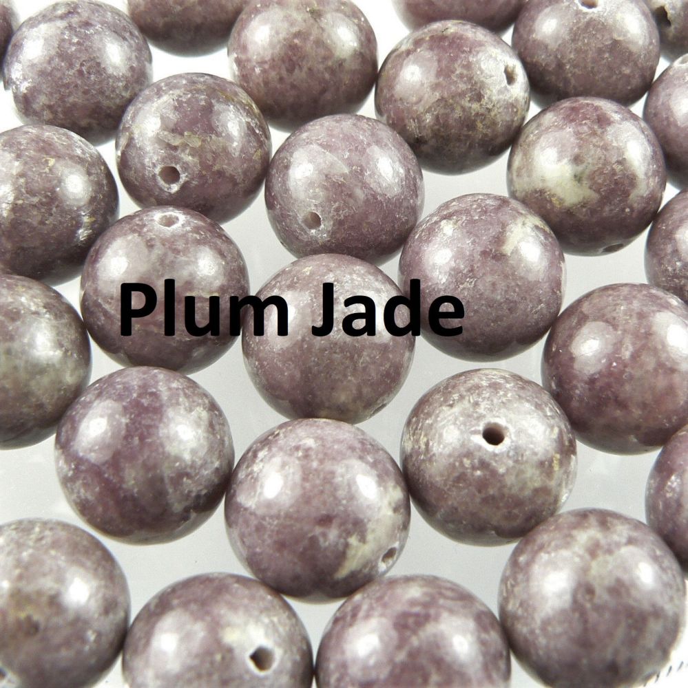 Sterling silver 10mm (+/-) Plum Jade semi-precious stone pendant, with optional chain, in a gift box