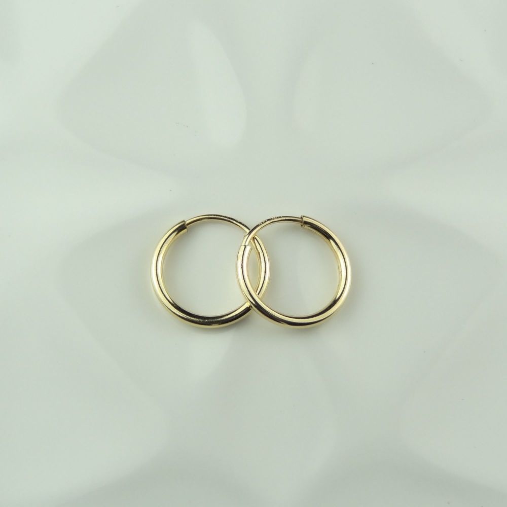 12mm 14k gold filled hoop earrings, in a gift box