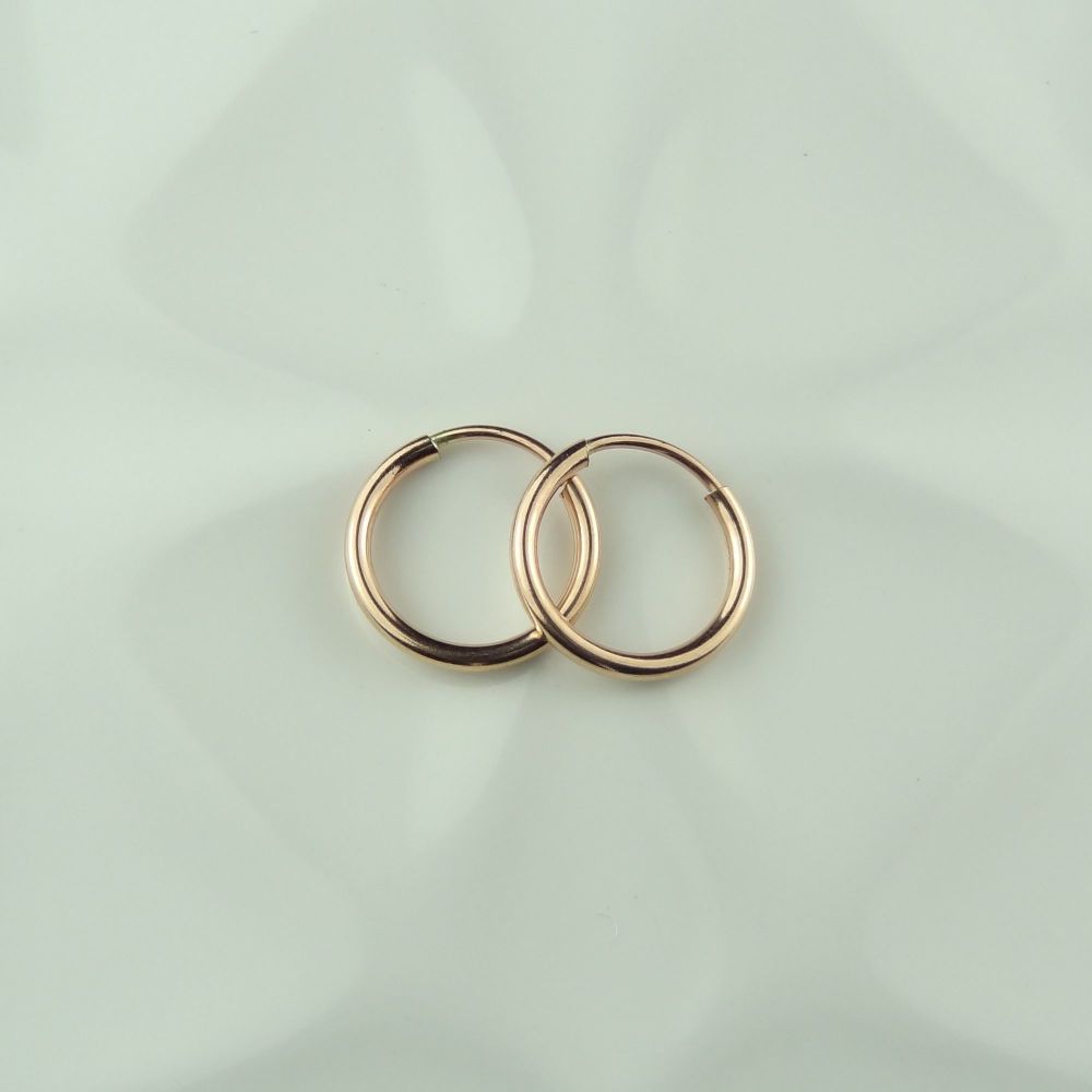 12mm 14k rose gold filled hoop earrings, in a gift box