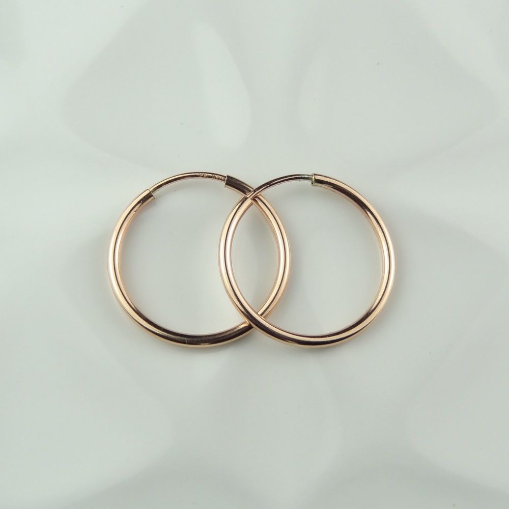 16mm 14k rose gold filled hoop earrings, in a gift box