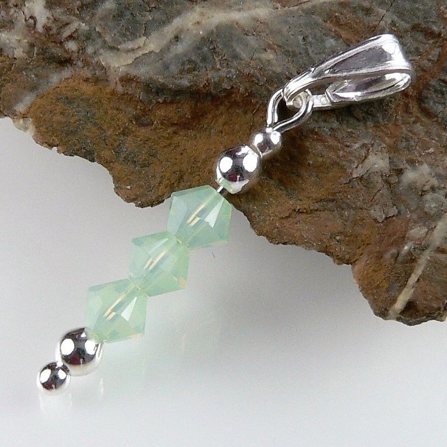 With/without a fine curb chain, sterling silver pendant made with 3 Swarovski Elements bicone crystals, in a gift box (Chrysolite Opal)