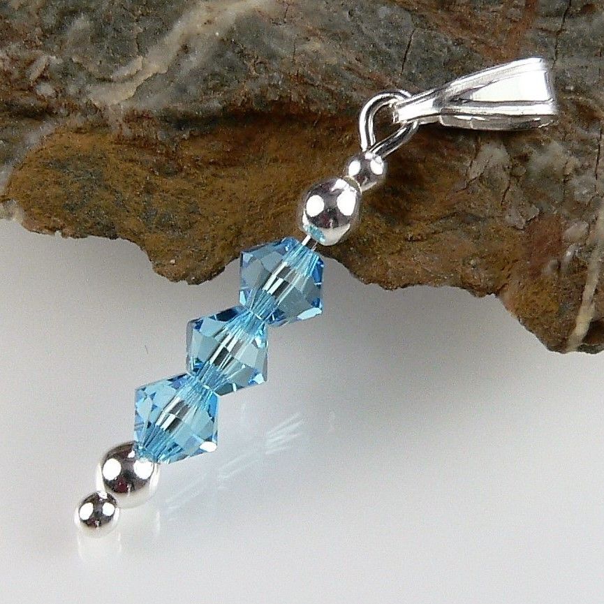 Sterling silver aquamarine Swarovski Elements pendant necklace