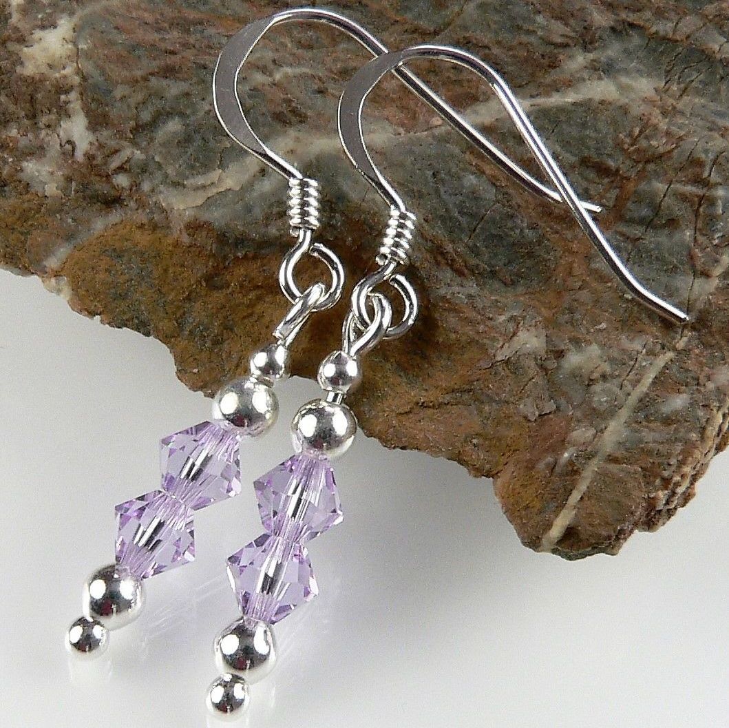 11 colours - sterling silver earrings made with 4mm bicone Swarovski Elements in a gift box