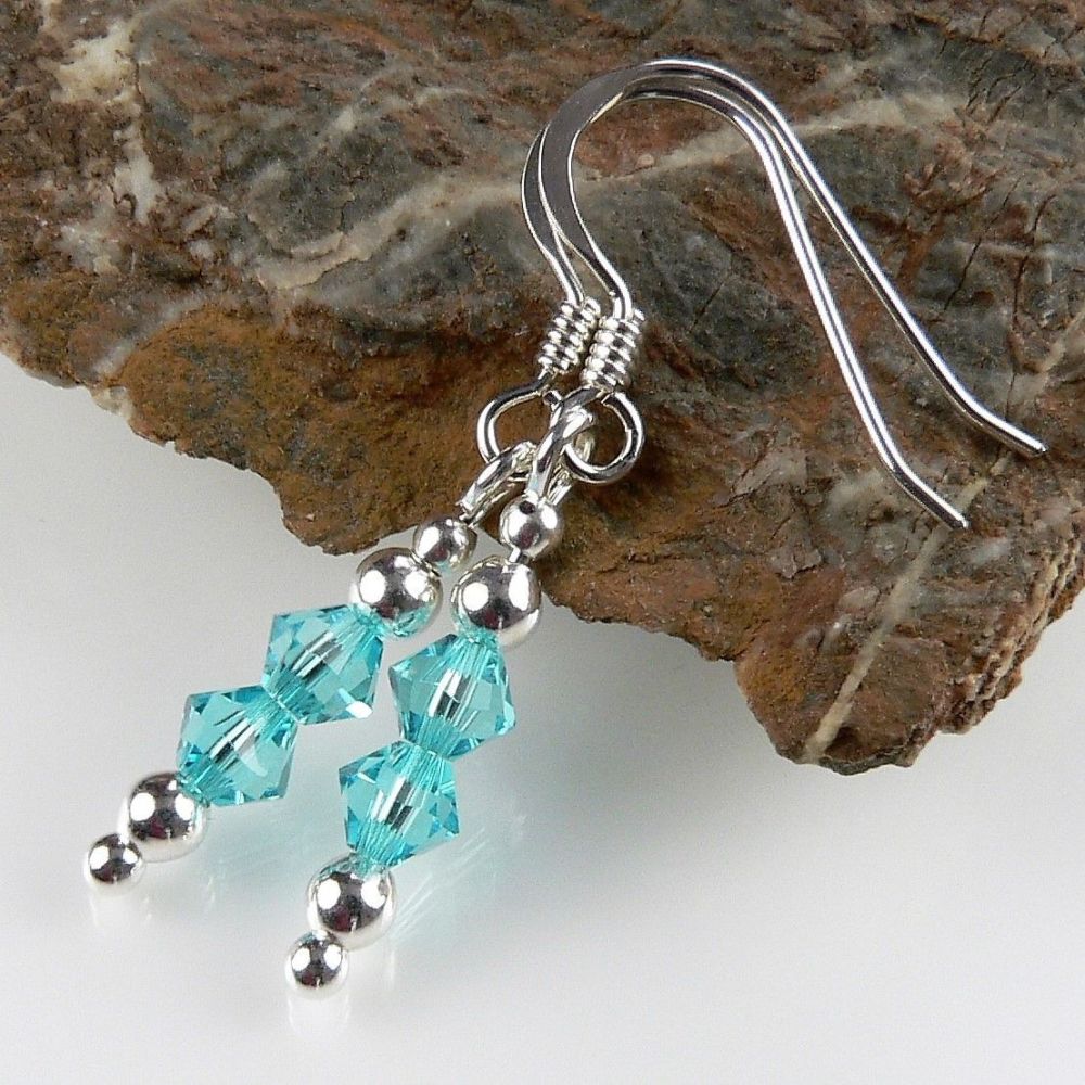 11 colours - sterling silver earrings made with 4mm bicone Swarovski Elements in a gift box