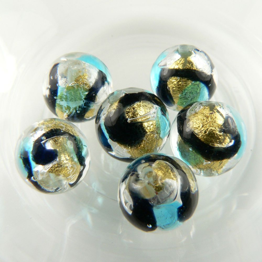 Sterling silver 8mm (+/-) Murano glass drop earrings in a gift box (Black /Blue/Silver/Gold)