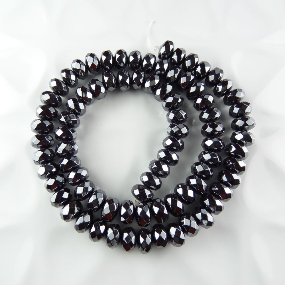Faceted Hematite semi-precious stone & sterling silver drop earrings, in a gift box (twists)
