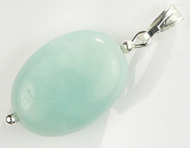 Sterling silver 13x18mm (+/-) oval Amazonite semi-precious stone pendant, with optional chain or leather cord, in a gift box